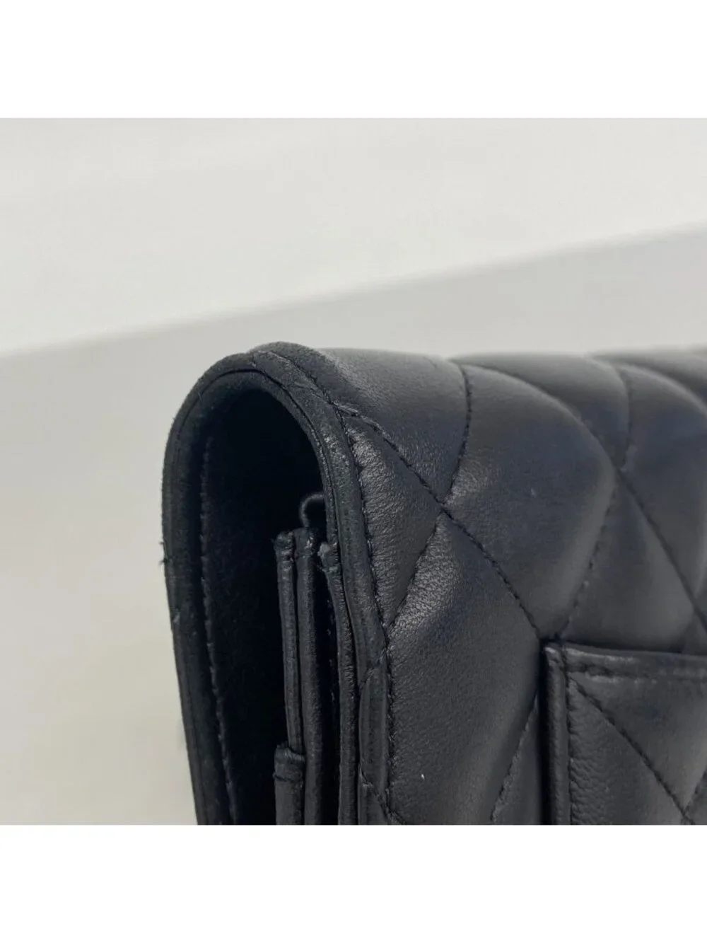 Chanel Wallet on Chain Quilted Lambskin Black Silver Shoulder Bag